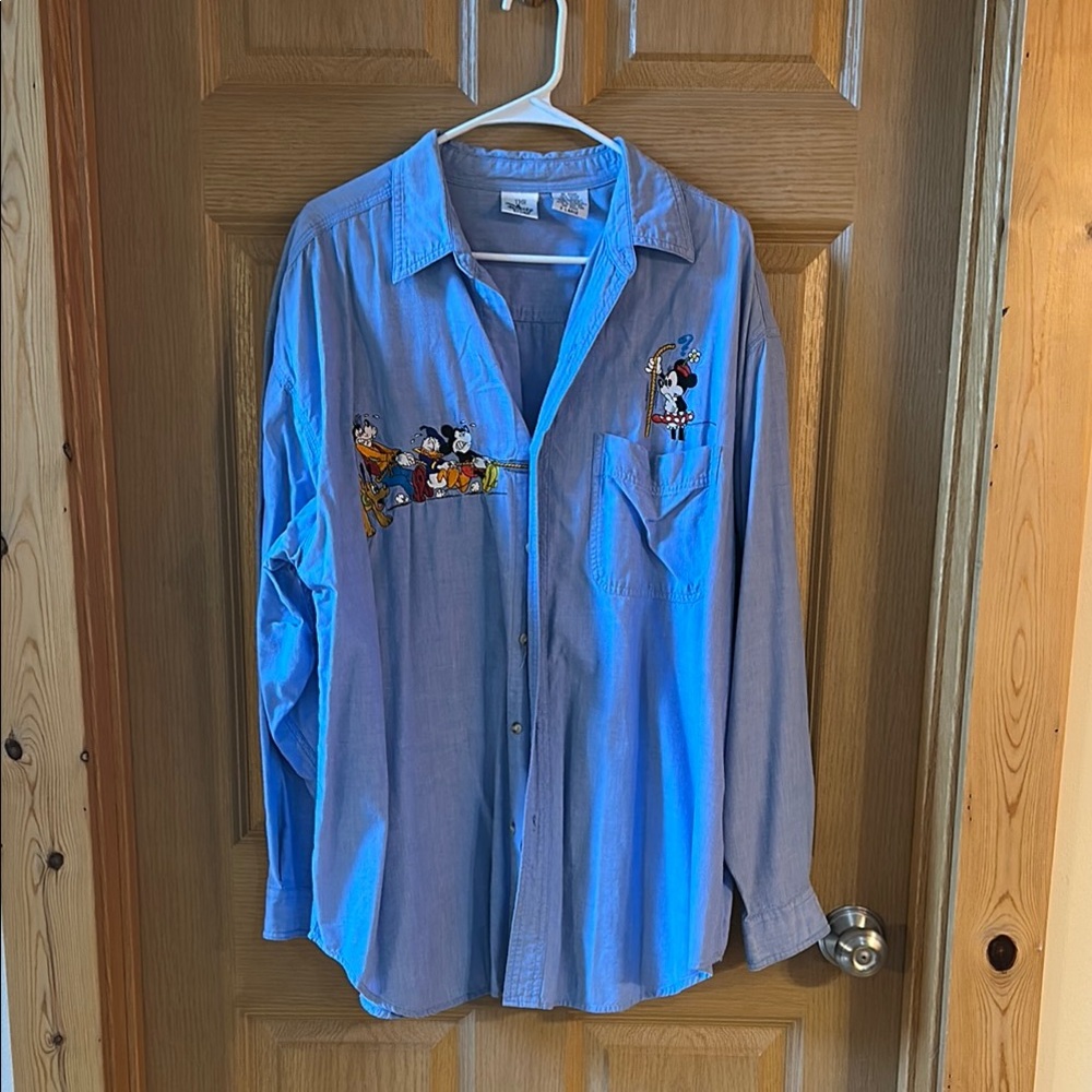 Disney Blue Casual Button Shirt with Embroidery